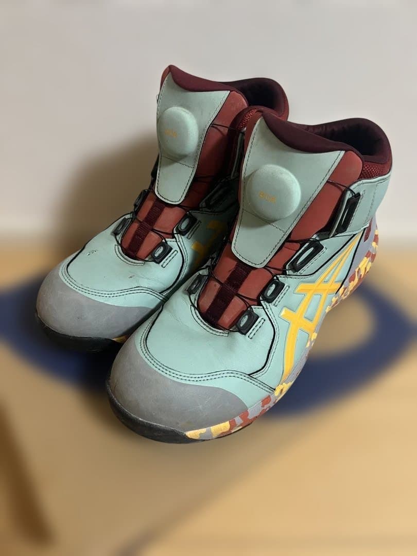 asics 安全靴 ミントグリーン/バーガンディ