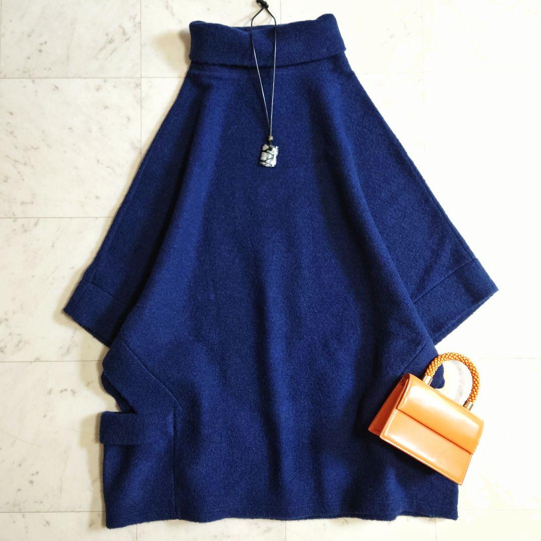 極美品♪サイズ3・L 22AW グラウンドワイ ウール ハイネックケープ