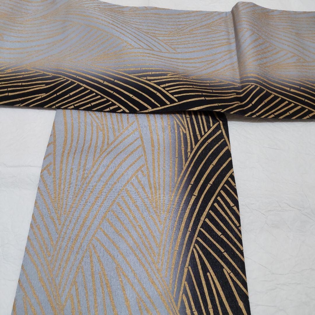 正絹　金彩竹柄　袋帯（４８８）