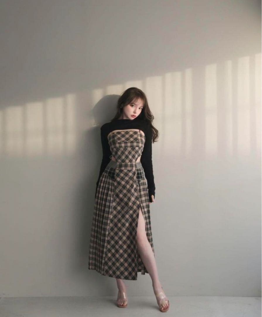 ANDMARY Nadia check long dress 「正規品」