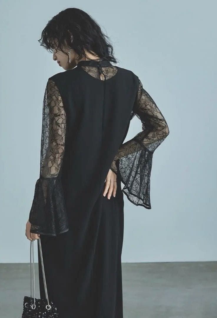 niana ベルスリーブスリットドレス パーティードレス 結婚式