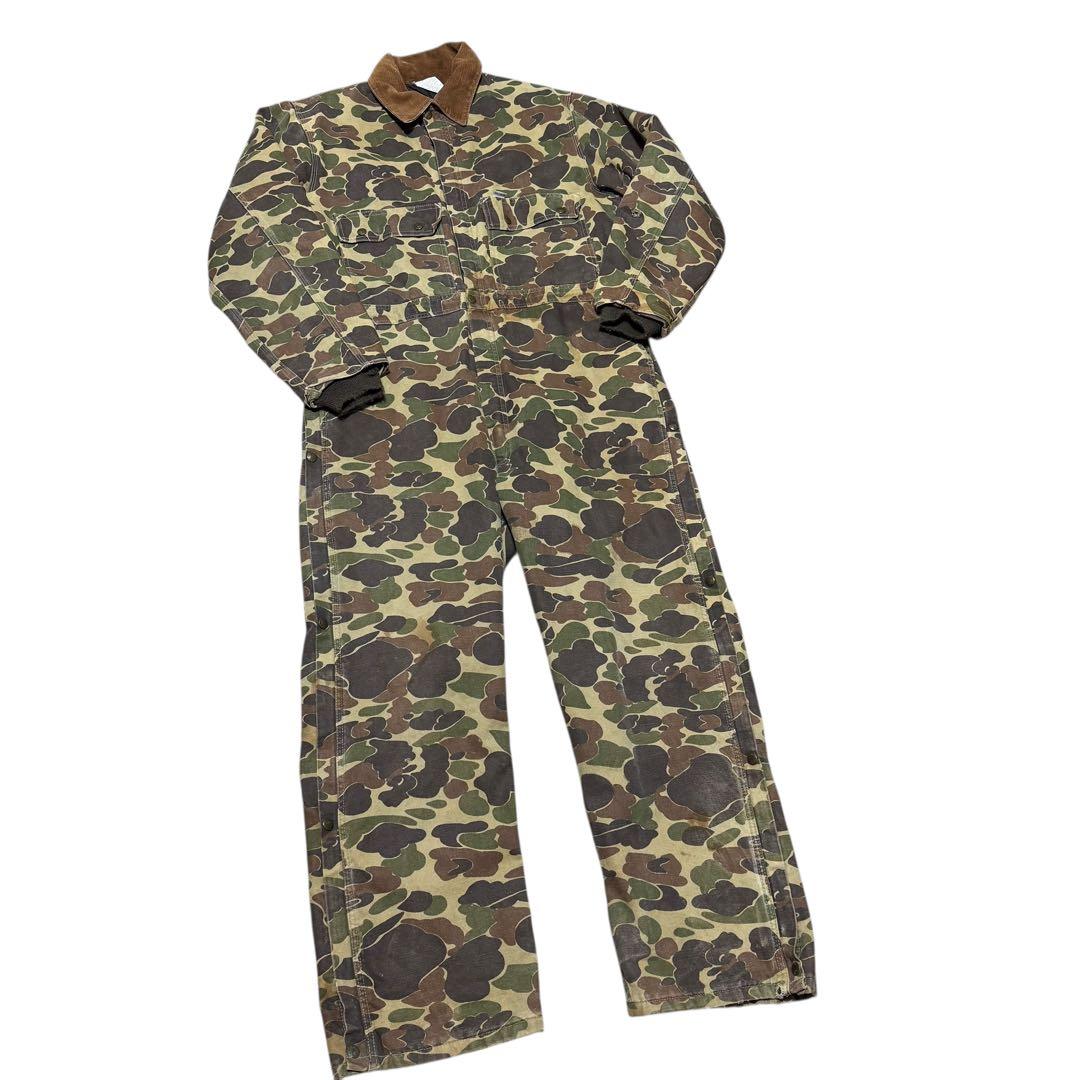 Carhartt 迷彩 オーバーオール 44R US製　IDEALジップ 80s