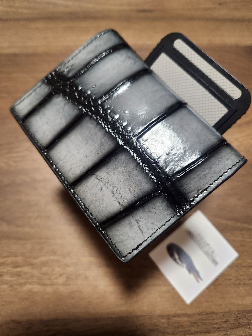 ☆ 実物撮影 ☆ ブルーグレー クロコダイル 財布 名刺 カードケース 定期入れ