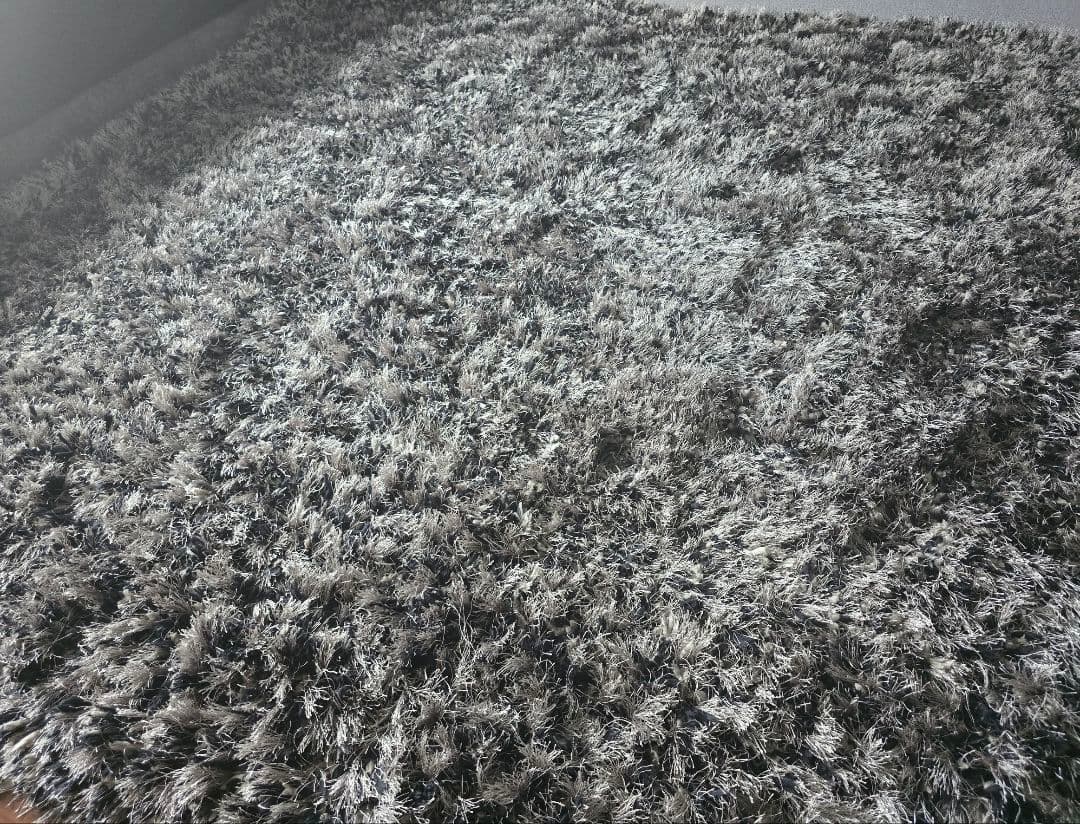 高級 最高ランク高密度 スーパーボリュームシャギーラグ 190×190 ブラック