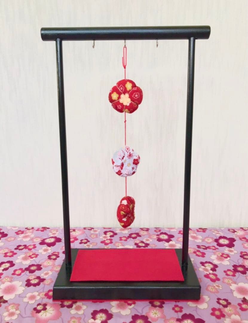 Ringoちりめん細工飾り台3 吊るし飾り台　台座　ハンドメイド　飾り台