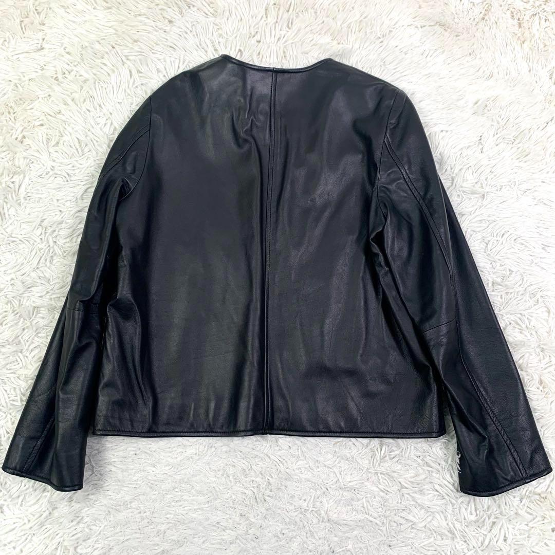 新品タグ付 ナノユニバース シングルレザージャケット ラムレザー 黒 M
