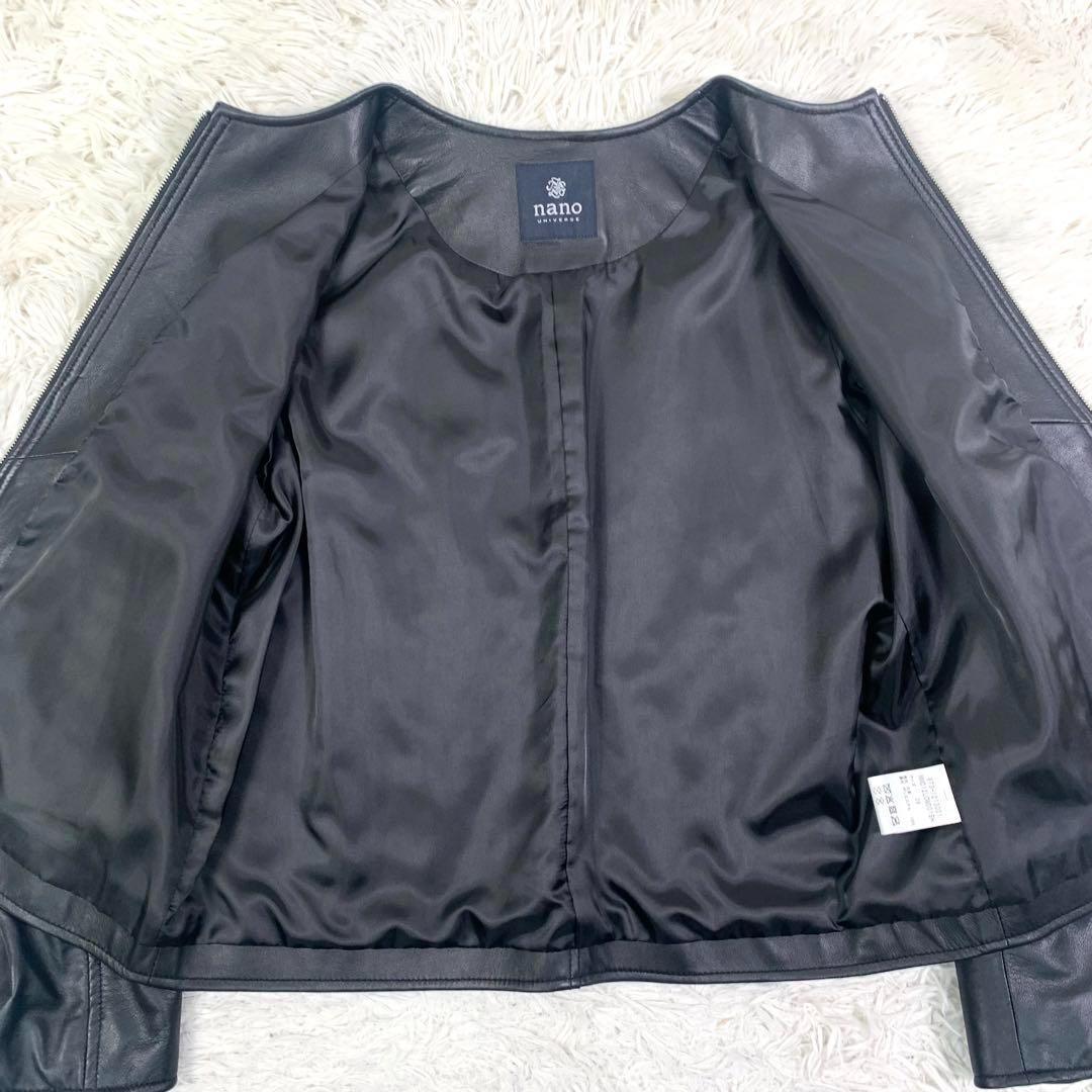 新品タグ付 ナノユニバース シングルレザージャケット ラムレザー 黒 M