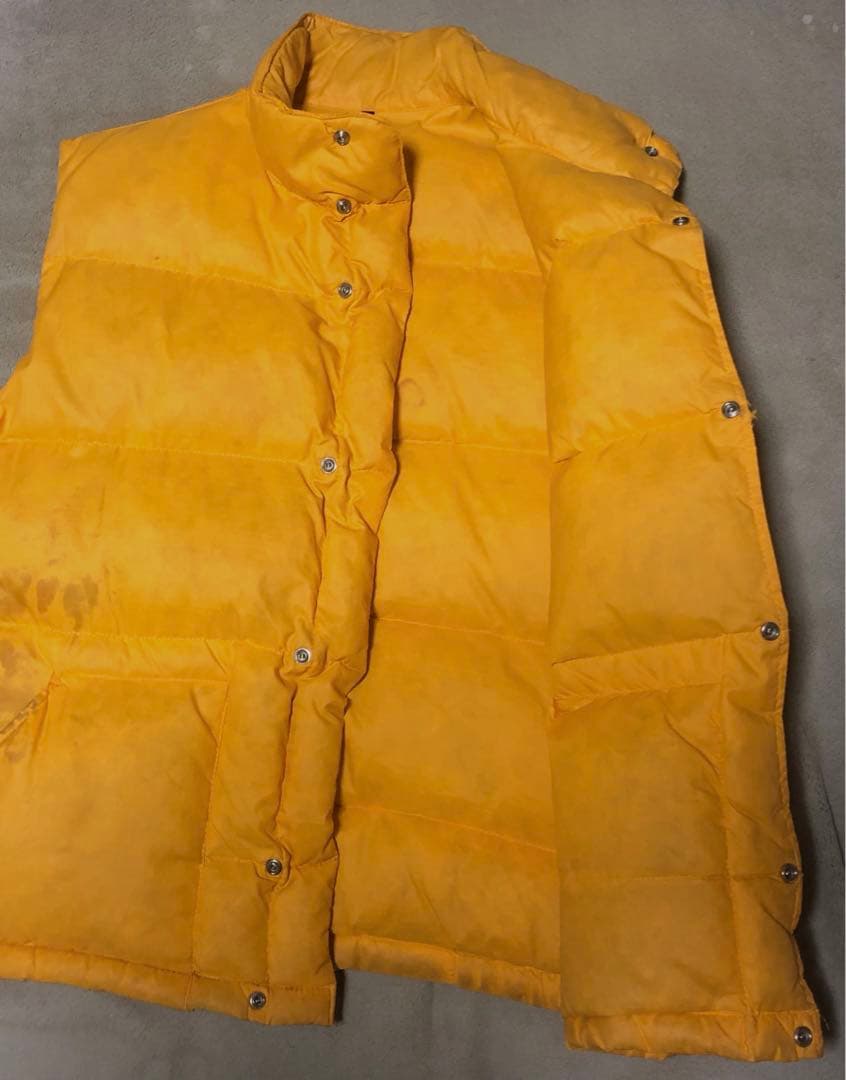 70S 80S　NORTH FACE　茶タグ　ダウンベスト　イエロー　ビンテージ