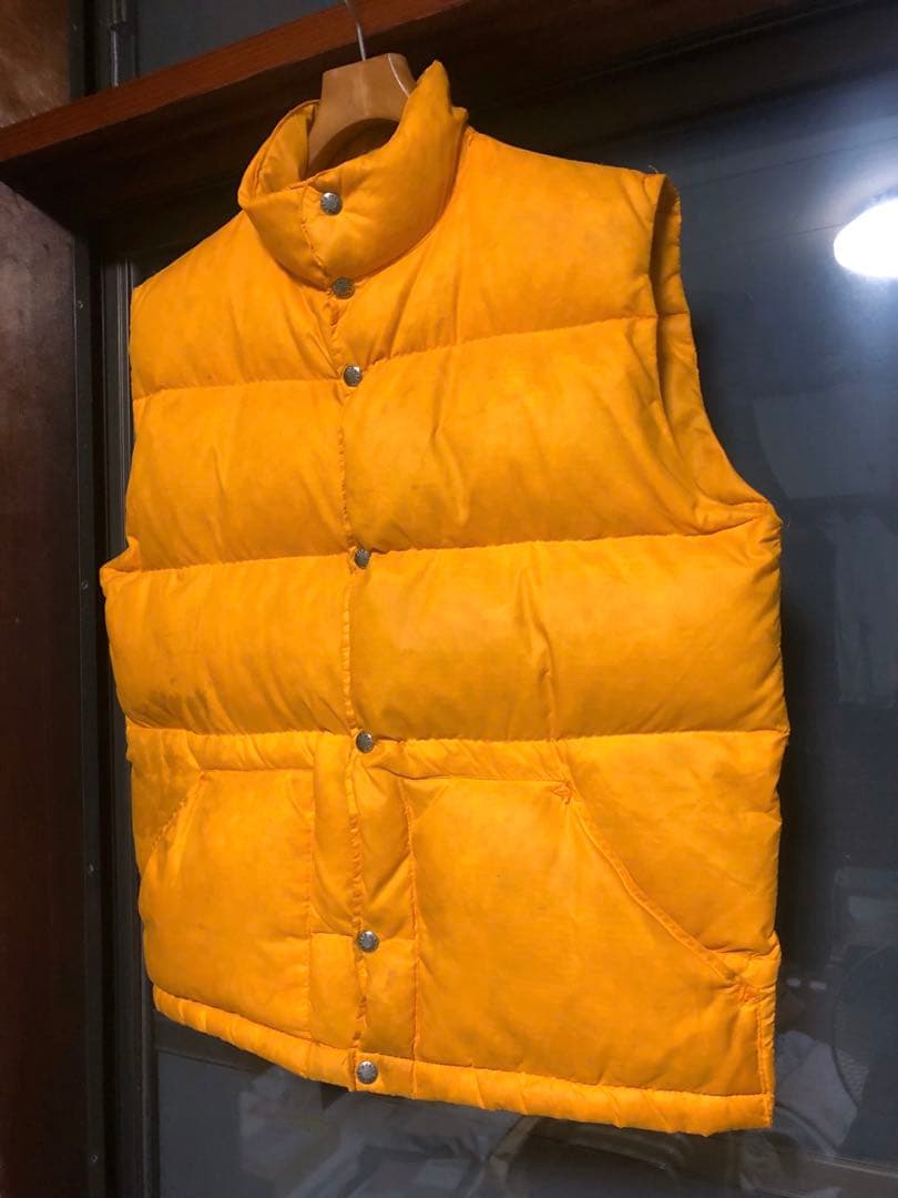 70S 80S　NORTH FACE　茶タグ　ダウンベスト　イエロー　ビンテージ