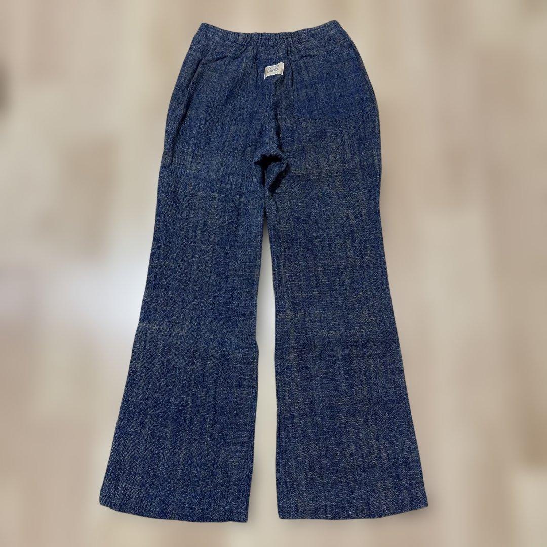 うさとの服 前ボタン パンツ　フレア　ネイビー