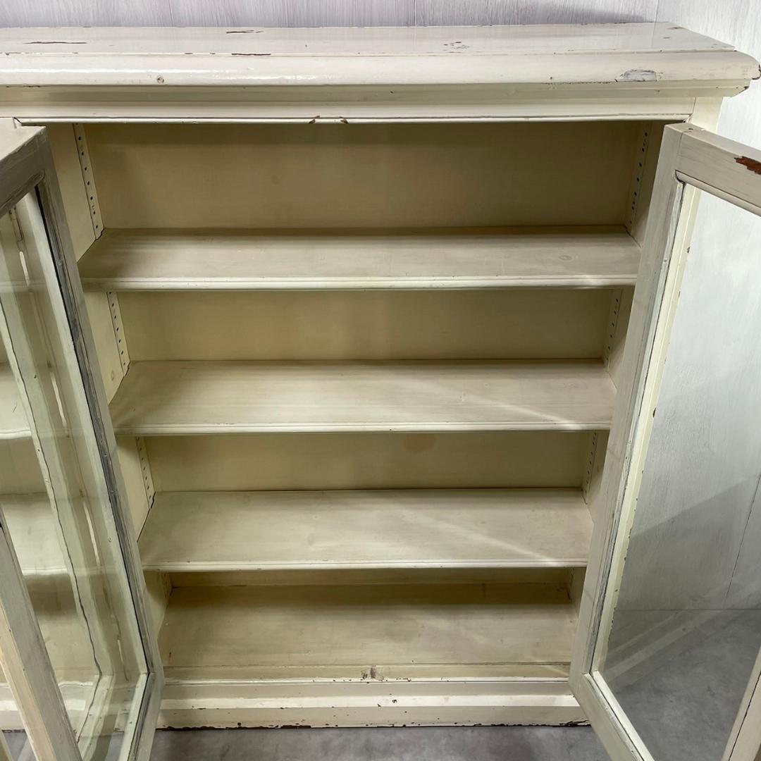 ヴィンテージ シャビーシック キャビネット ホワイト カップボード ショーケース