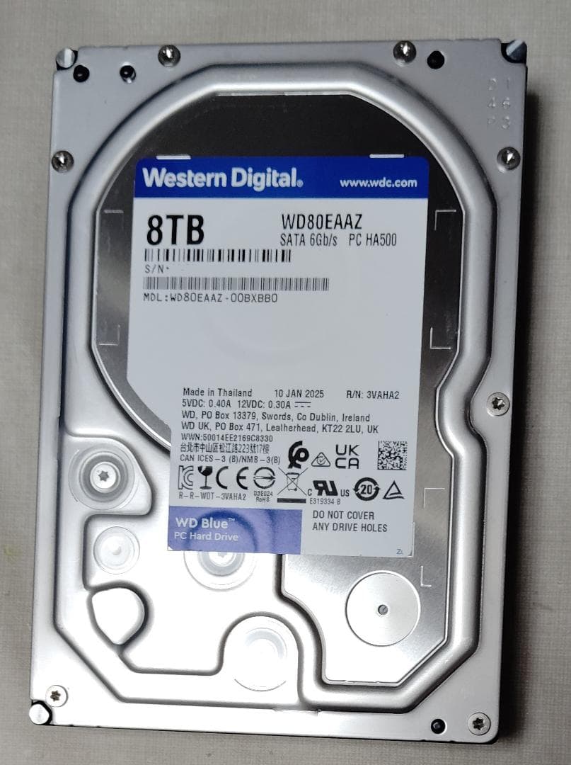 P*E様 Western Digital WD80EAAZ 8TB HDD　その