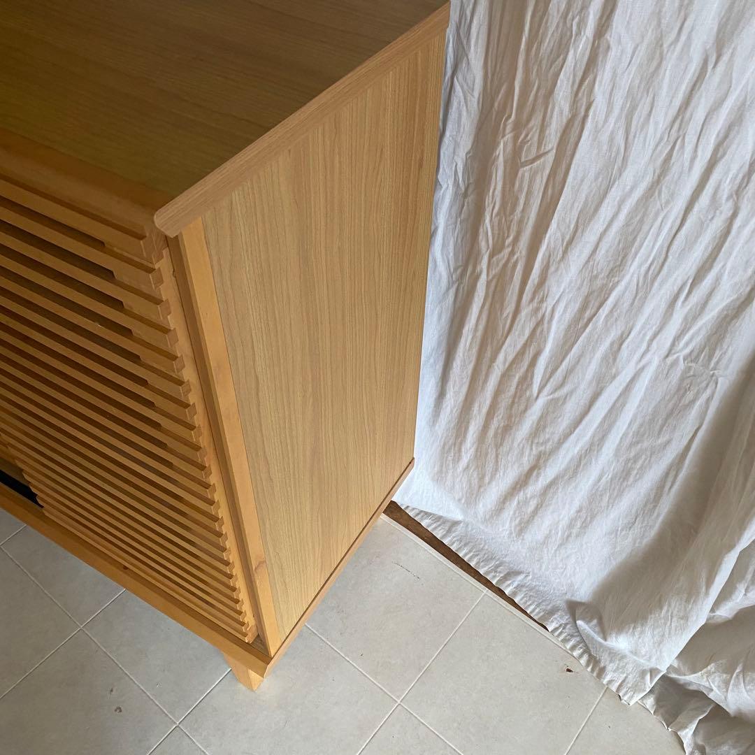 北欧　格子　キャビネット　サイドボード　ナチュラル　モダン　チェスト　棚