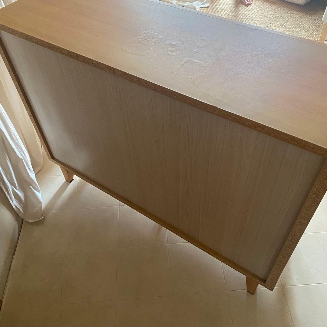 北欧　格子　キャビネット　サイドボード　ナチュラル　モダン　チェスト　棚