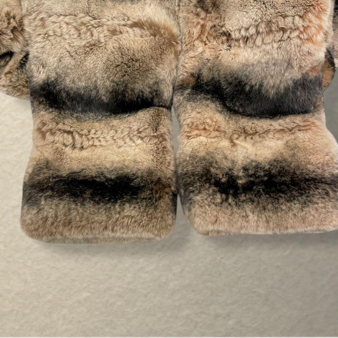 チンチラ調グラデーション◎ ラビットファー ショートコート リアルファー M〜L