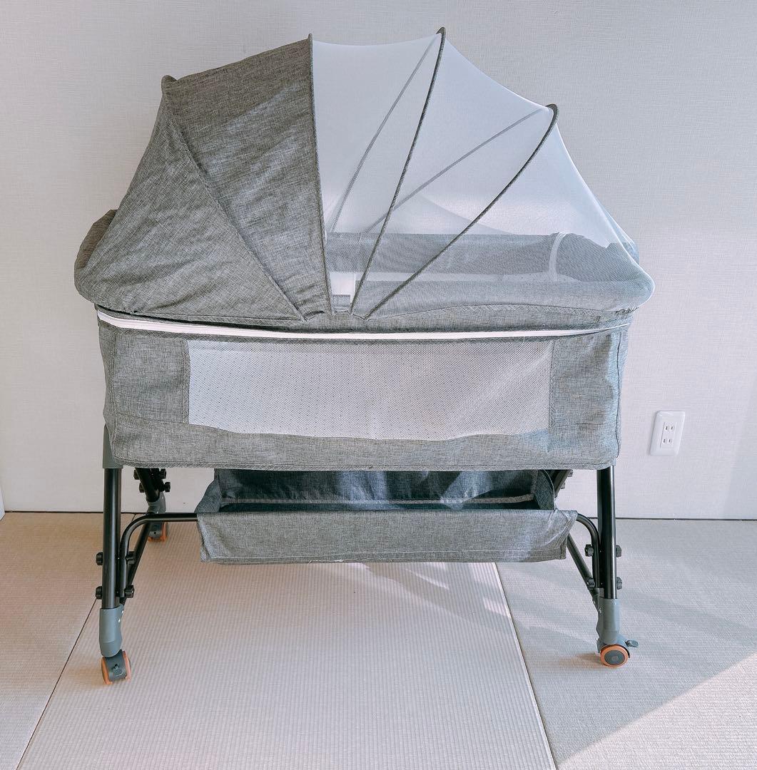 新品ベビーベッド 添い寝 ゆりかご機能付き エスメラルダ付き 絶壁防止枕付
