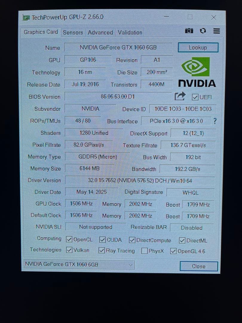 グラフィックボード・グラボ・ビデオカード PALIT GeForce GTX 1060 6GB