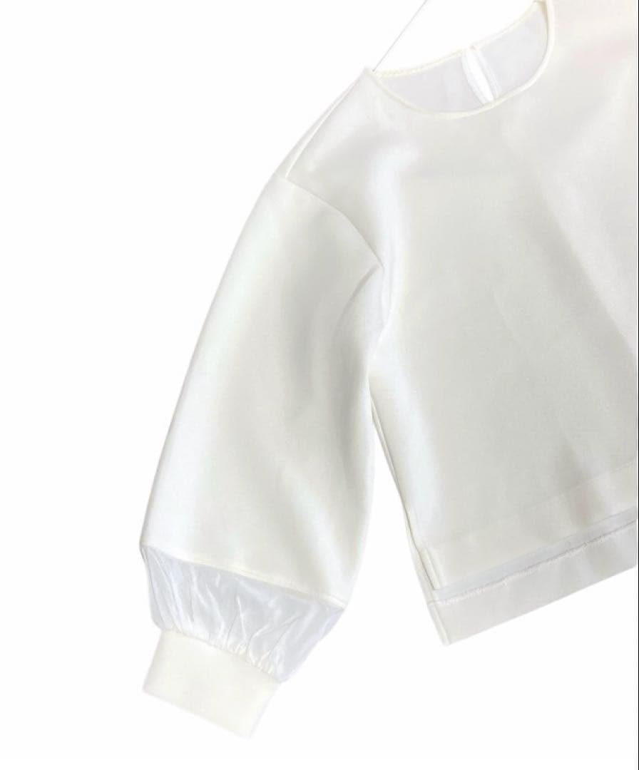 美品 2024年 ANAYI ダブルジャージー袖シアープルオーバー デザイン 白