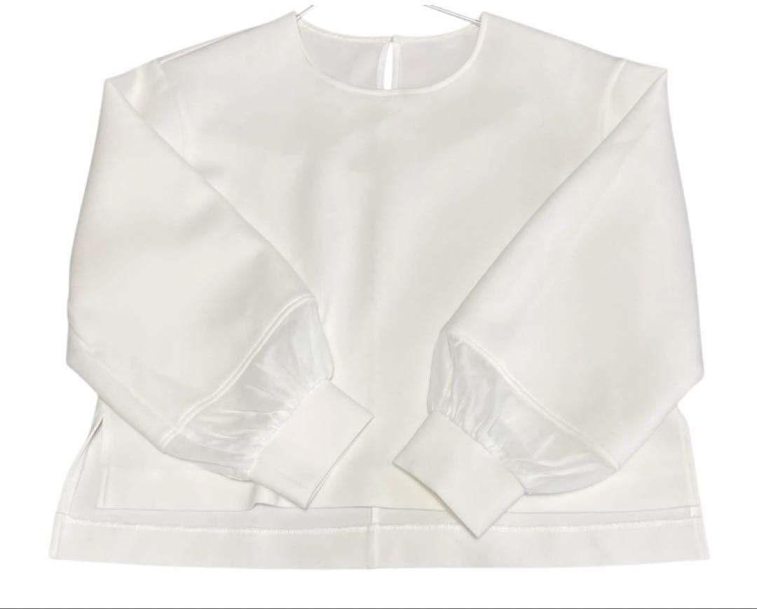 美品 2024年 ANAYI ダブルジャージー袖シアープルオーバー デザイン 白