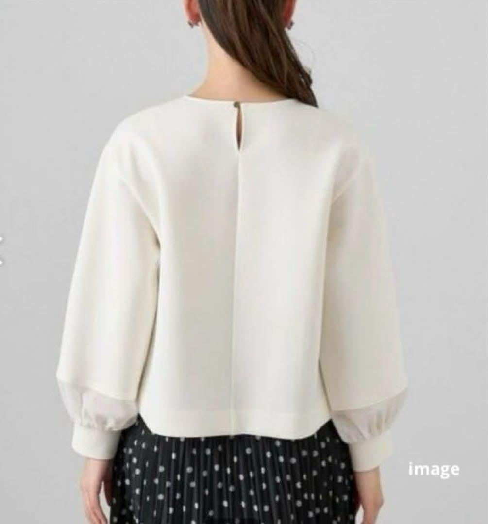 美品 2024年 ANAYI ダブルジャージー袖シアープルオーバー デザイン 白