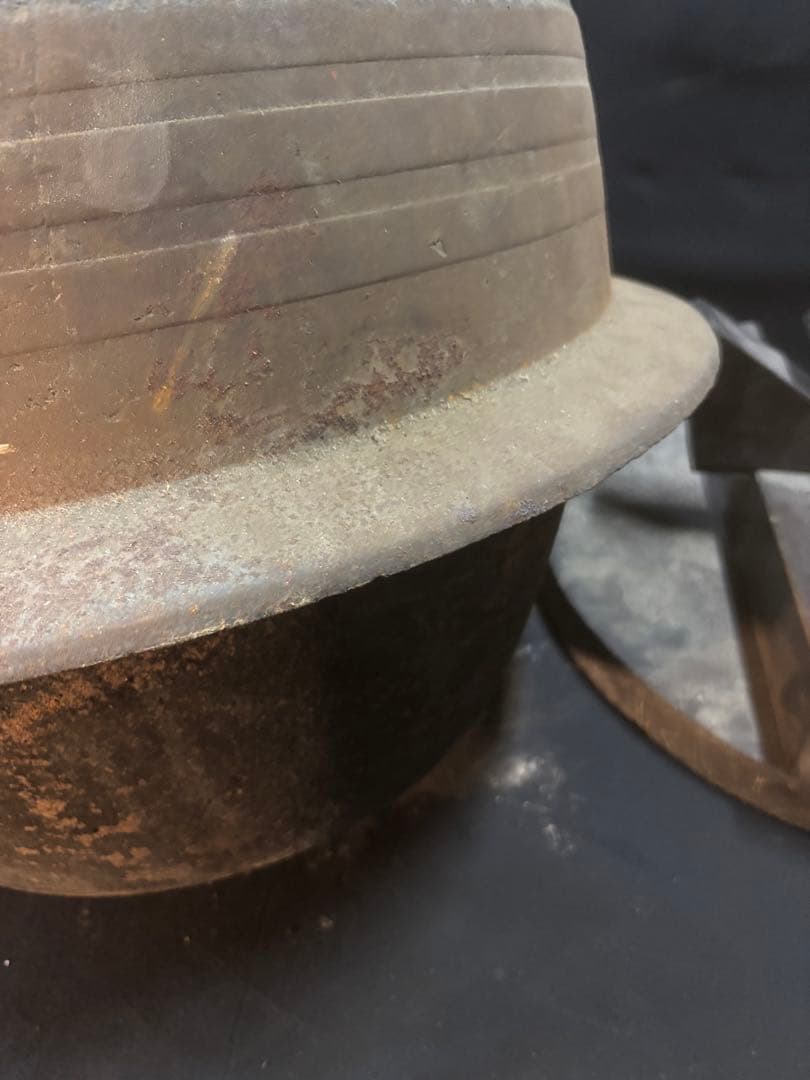 【超特大】横幅60cm 当時物 羽釜 鉄 蓋付き 明治 大正 昭和 レトロ