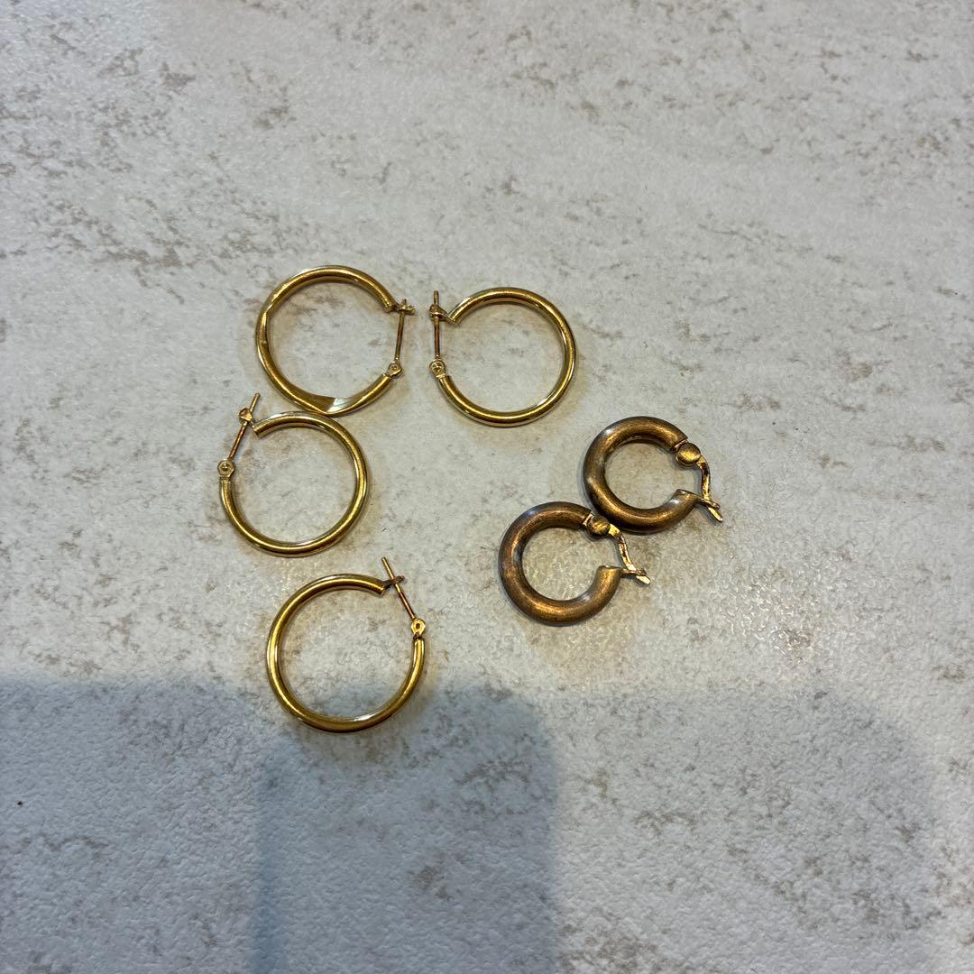 金色フープピアス5個セット