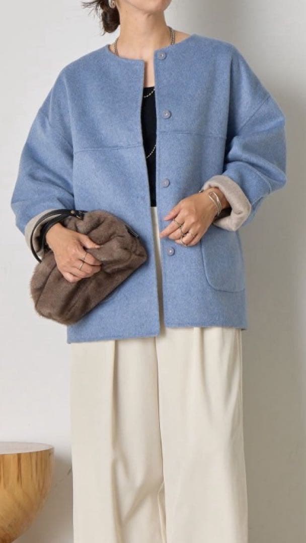 ジェナエスパスメルヴェイユ2WAYふんわり上質リバーシブルコクーンジャケット