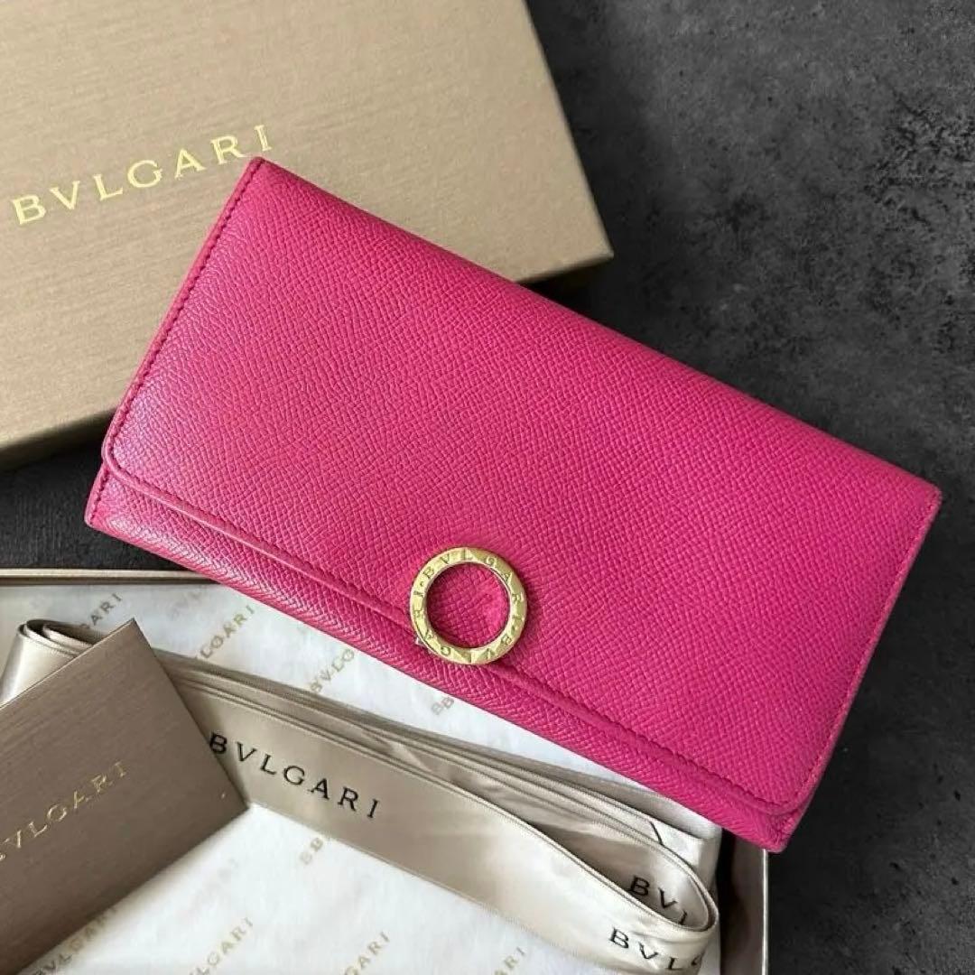 希少✨BVLGARI ビーゼロワン　サフィアーノレザー　二つ折り長財布　ピンク