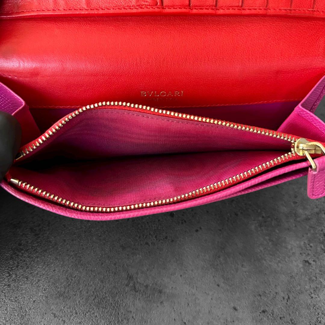 希少✨BVLGARI ビーゼロワン　サフィアーノレザー　二つ折り長財布　ピンク
