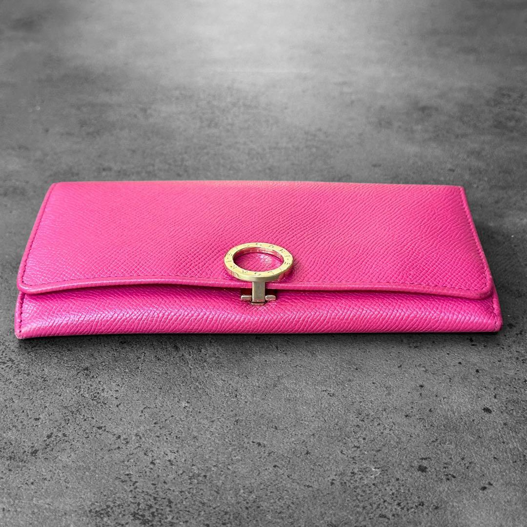 希少✨BVLGARI ビーゼロワン　サフィアーノレザー　二つ折り長財布　ピンク