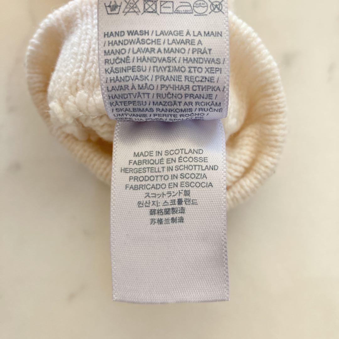 極美品　Johnstons of Elgin カシミヤフィンガーレスグローブ　白