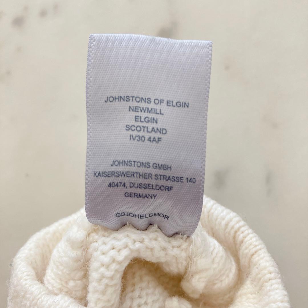 極美品　Johnstons of Elgin カシミヤフィンガーレスグローブ　白