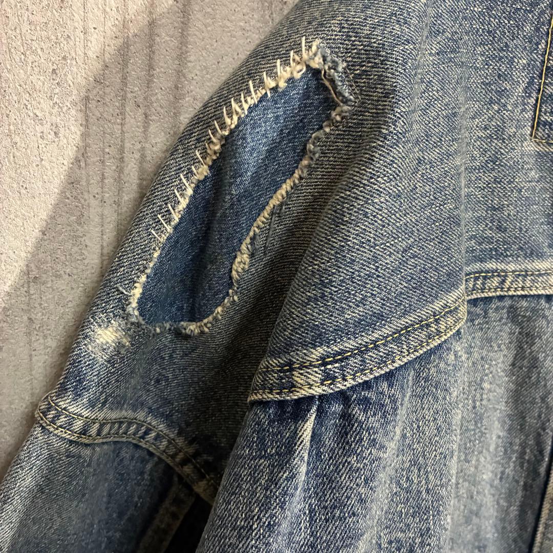 【最高デザイン】サプール　ヴィンテージ加工　デニムジャケット L