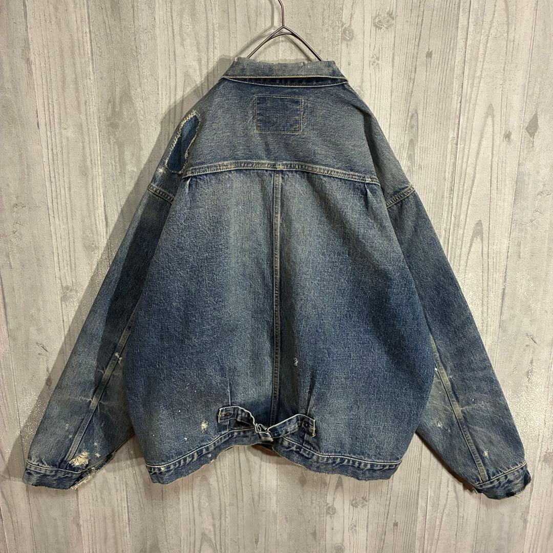 【最高デザイン】サプール　ヴィンテージ加工　デニムジャケット L