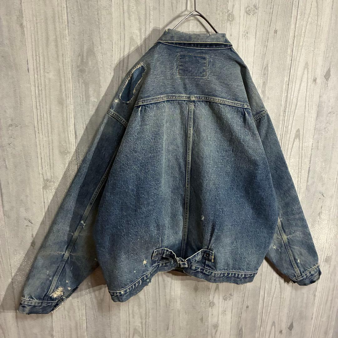 【最高デザイン】サプール　ヴィンテージ加工　デニムジャケット L