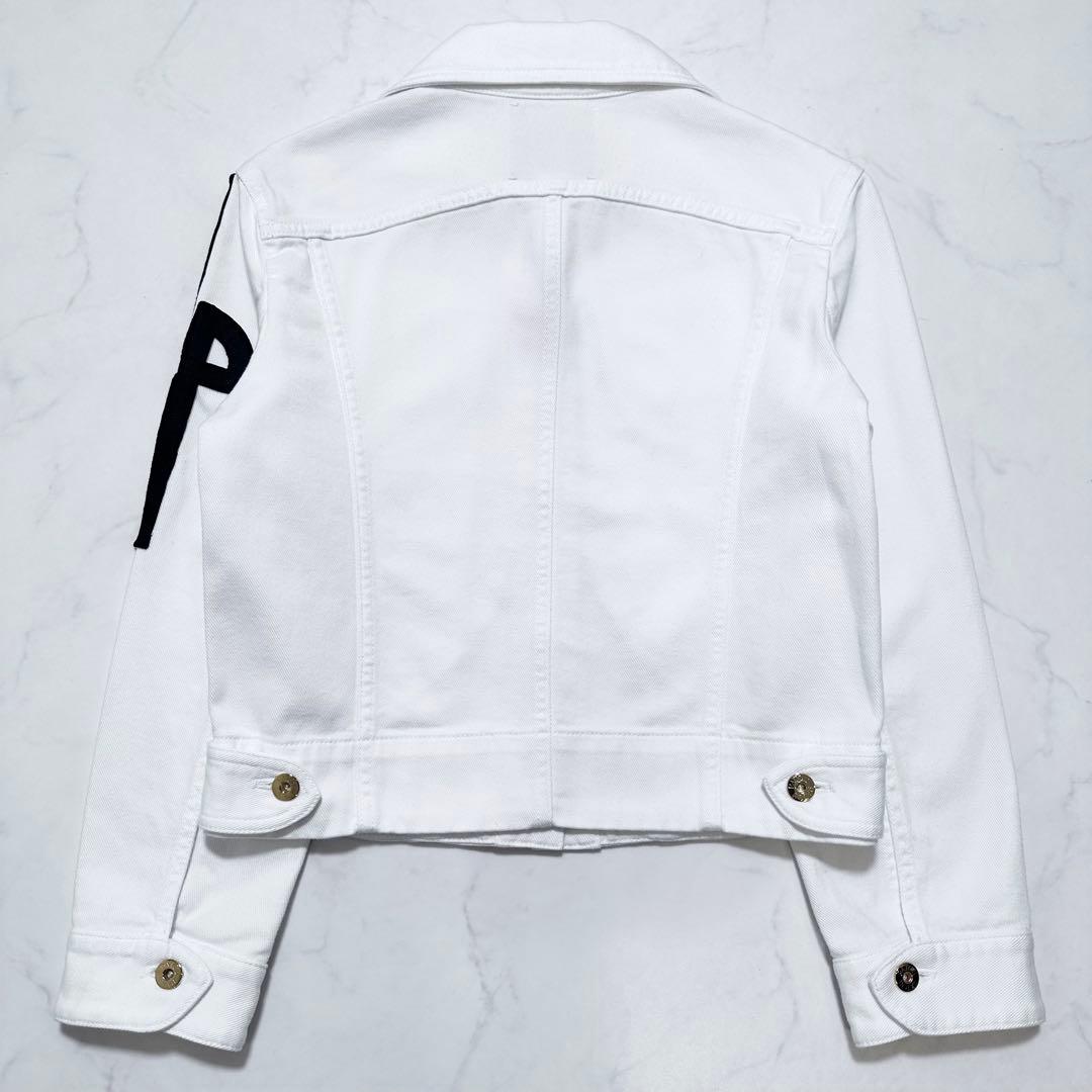 PATOU オーガニックコットン 刺繍ロゴ デニムジャケット 金ボタン 白 36