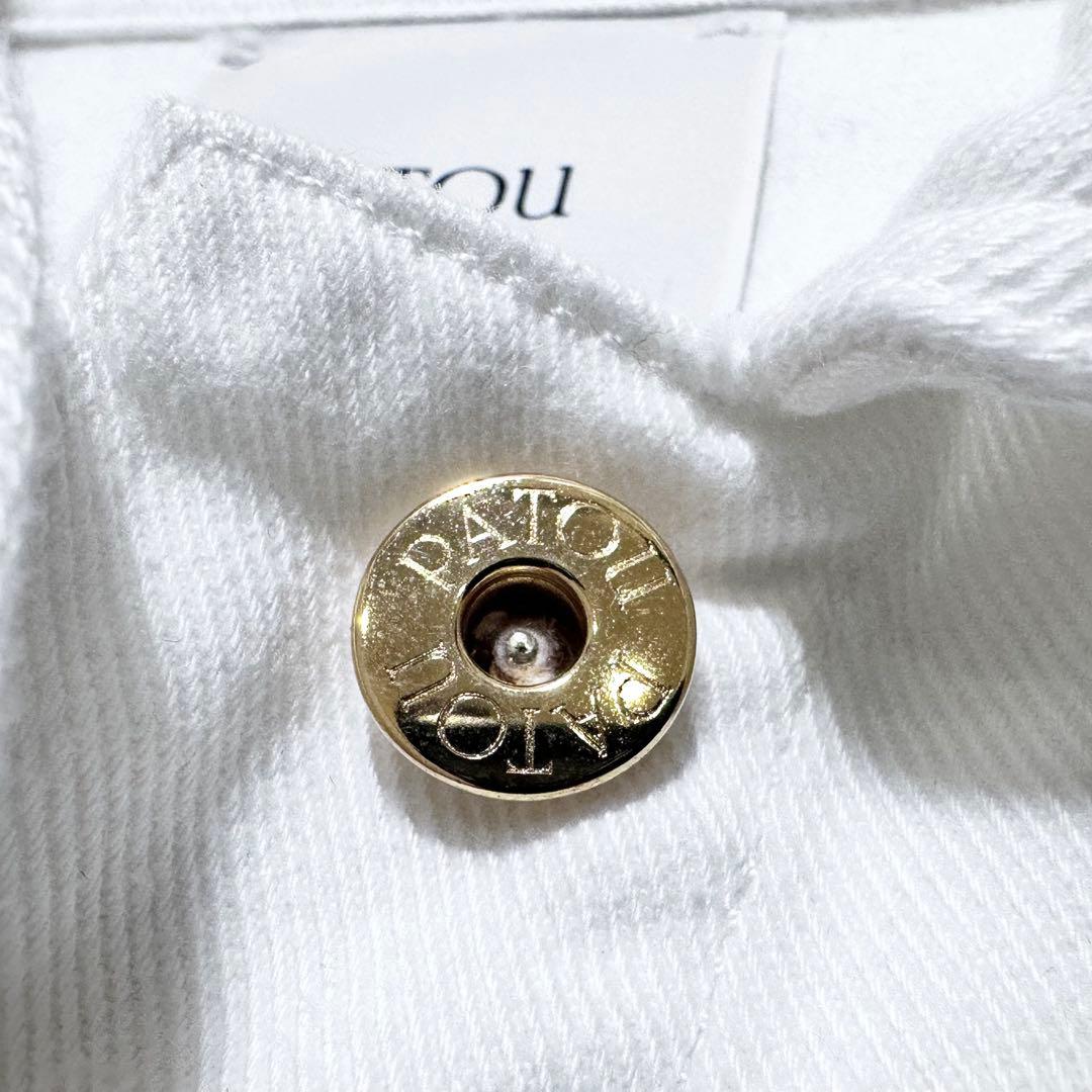 PATOU オーガニックコットン 刺繍ロゴ デニムジャケット 金ボタン 白 36