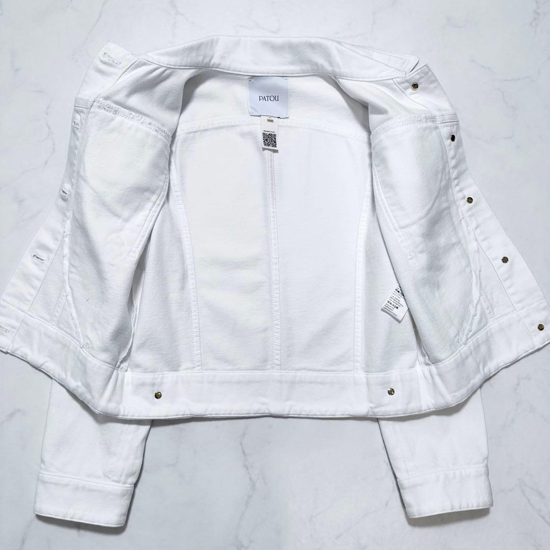 PATOU オーガニックコットン 刺繍ロゴ デニムジャケット 金ボタン 白 36