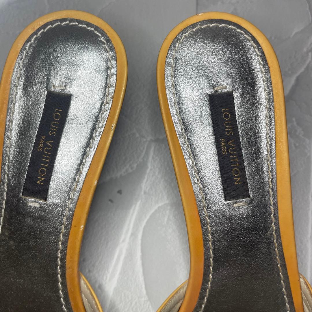 LOUIS VUITTON ミュール シルバー/ベージュ