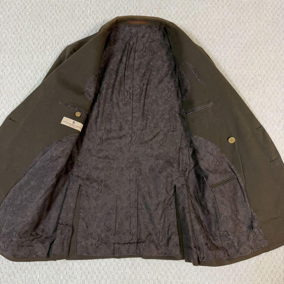 3ピース スーツ コットン 深緑 50-6D セットアップ