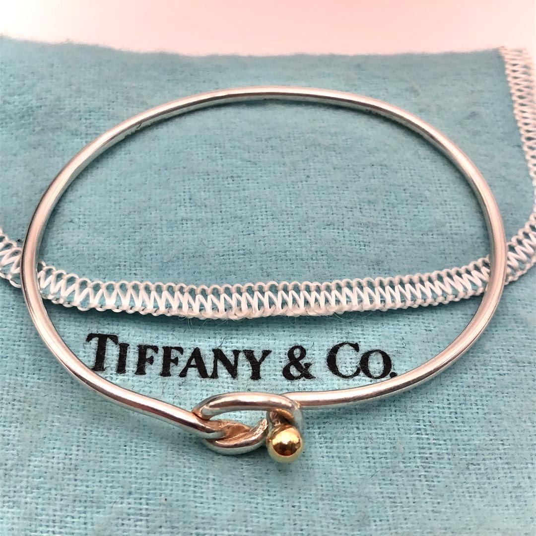 オールドティファニー フック＆アイ ラブノット バングル コンビ 925 18K