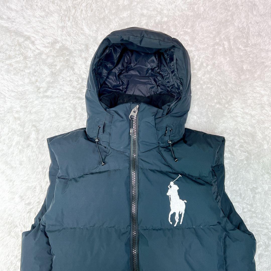 美品✨ポロラルフローレン ダウンベスト ビッグポニー 2WAY ブラック L