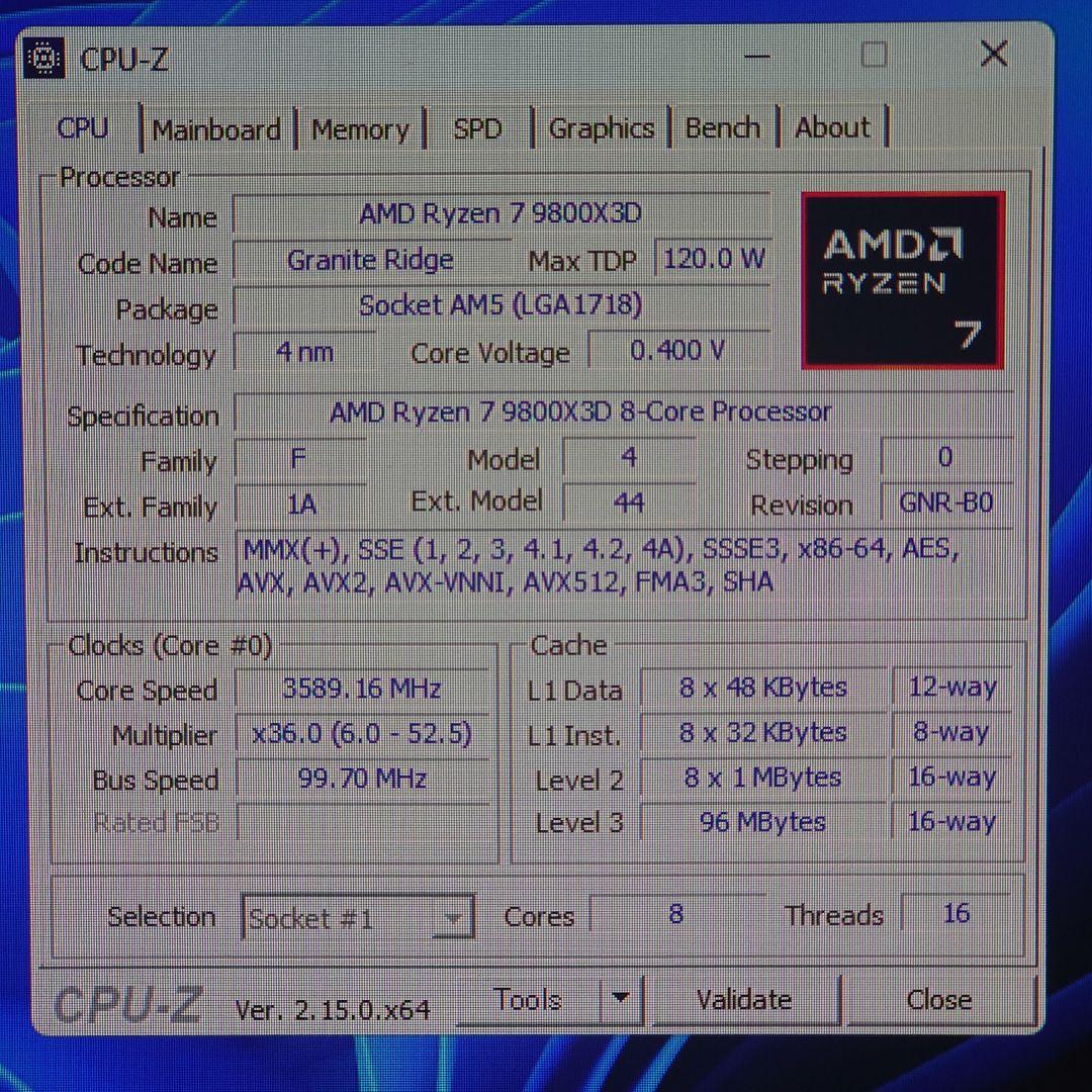 AMD Ryzen 7 9800X3D バルク品(簡易包装品)