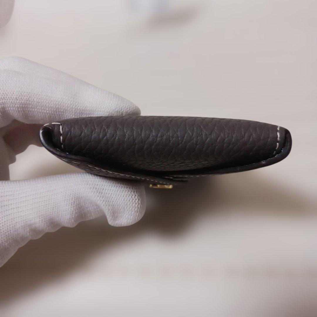 3032【未使用級】ボナベンチュラレザーエンベロープカードケース　グレー