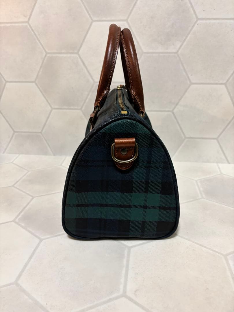 ポロラルフローレン ミニボストンバッグ ブラックチェック柄 ハンドバッグ