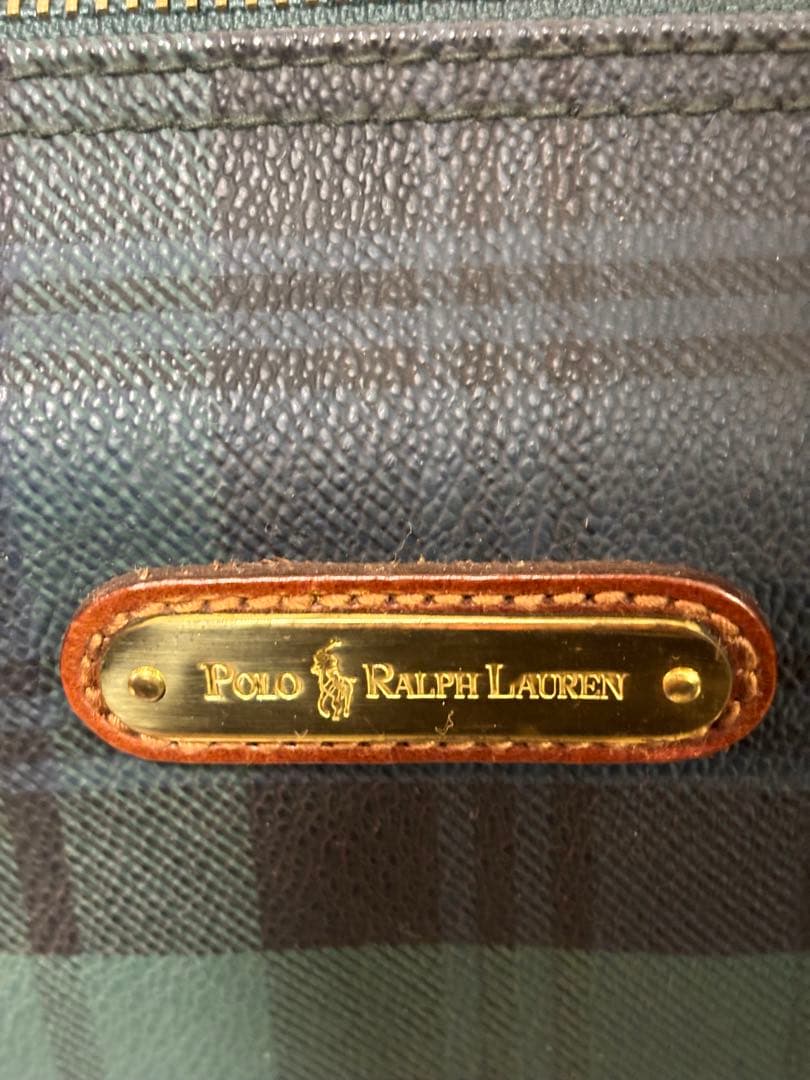 ポロラルフローレン ミニボストンバッグ ブラックチェック柄 ハンドバッグ