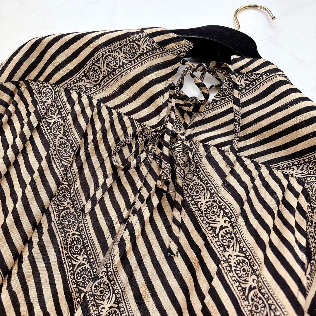 【Sara Mallika】ジャガードストライププリント　カフタンワンピース　S