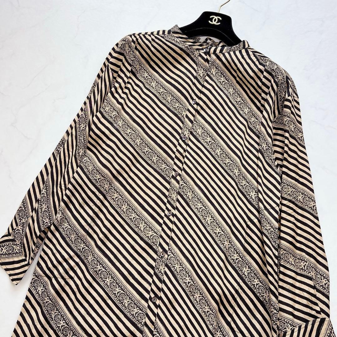 【Sara Mallika】ジャガードストライププリント　カフタンワンピース　S