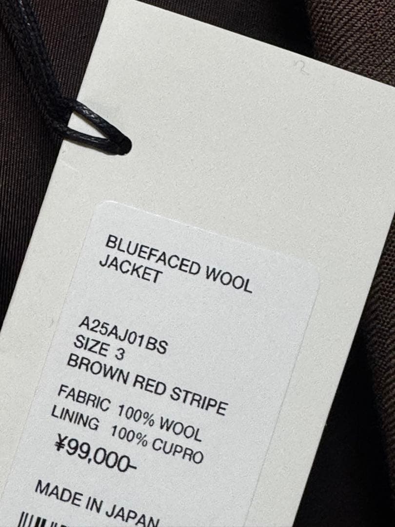 オーラリー BLUEFACED WOOL JACKET 2025年 新作 新品