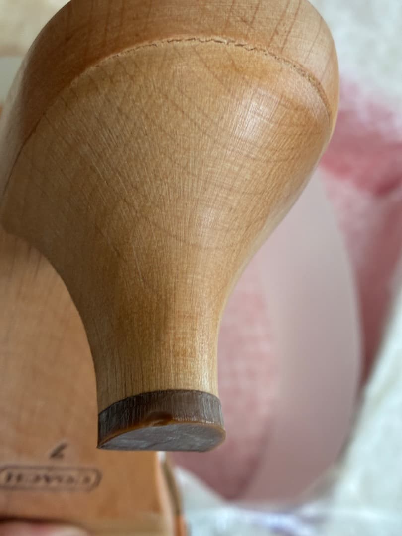 稀少　未使用品　ヴィンテージ　コーチシャロンブルー＆ブラウンレザー木製下駄